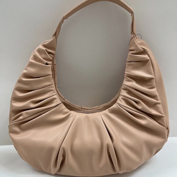 Badgley Mischka - Pleats Shoulder Hobo Bag - Pink/Peach Vegan Leather - NWT - Picture 6 of 12